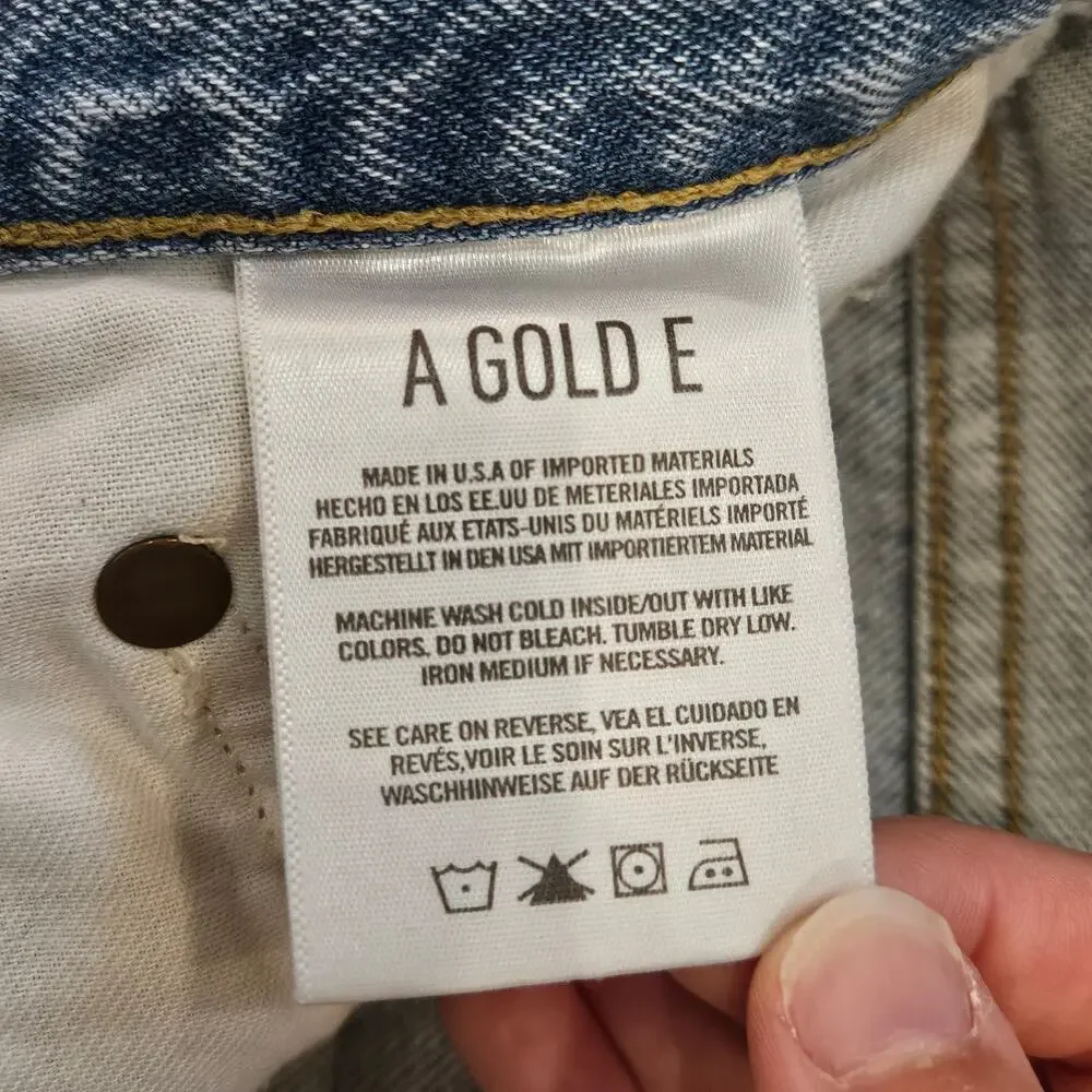 Agolde Jeans Women Size 25 Riley High Rise Crop Distressed Button Fly Light Wash